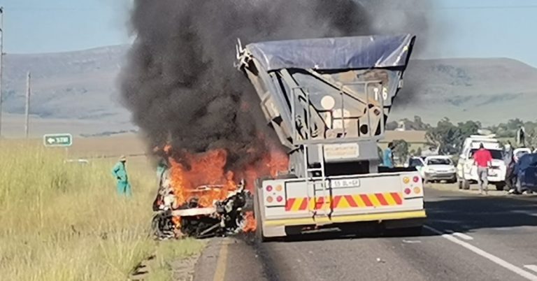 Car dragged under truck following collision on Memel Road