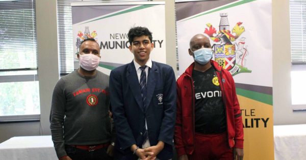 Suhaan Singh, Acting Municipal Manager Vish Govender, Newcastle Mayor Cllr Dr Ntuthuko Mahlabam Newcastillian - Online News