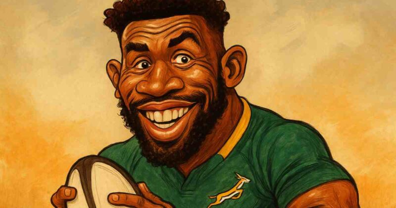 Siya Kolisi 100 Caps - Caricature of Siya Kolisi