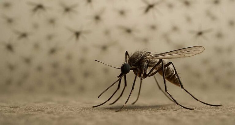 KZN mosquito outbreak: Mozzie sitting on an arm, with its mates flying behind it