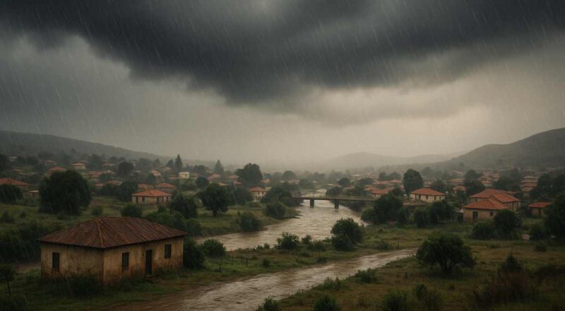 KwaZulu-Natal weather warning - image of a kzn town dealing with a storm