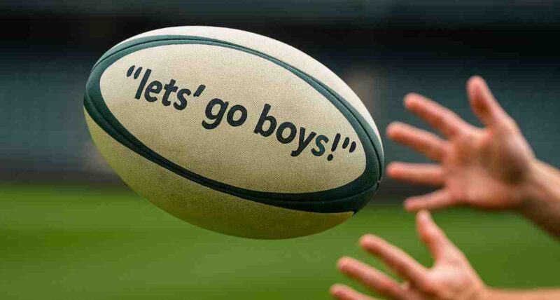 Springboks Lood de Jager: Image of a rugby ball being passed with "Let's go boys" on it.