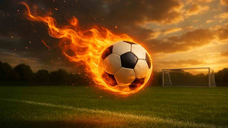Pirates vs TS Galaxy: image of a soccer ball on fire
