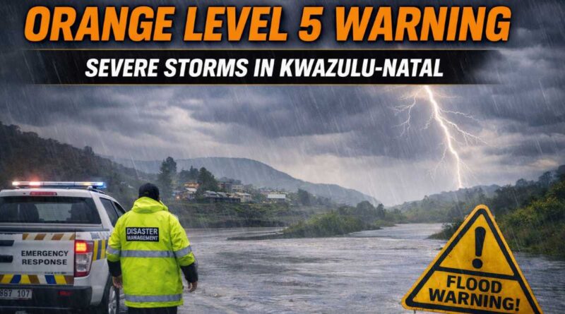 Orange Level 5 weather warning KwaZulu-Natal
