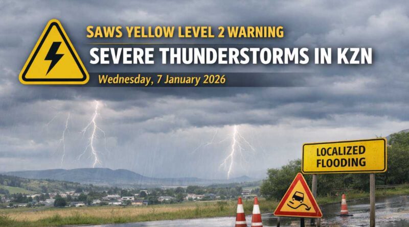 SAWS Yellow Level 2 warning KZN