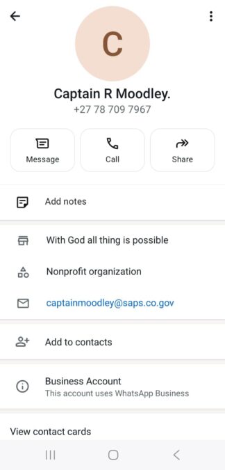 Captain Moodley SAPS scam