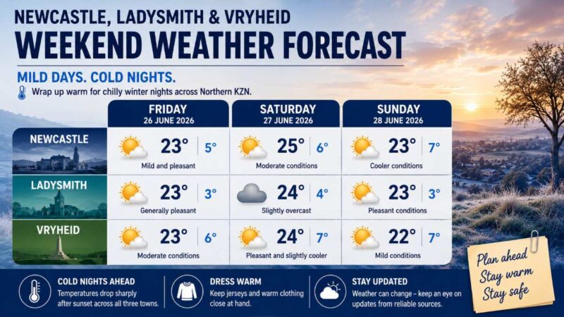 Newcastle Ladysmith Vryheid weekend weather
